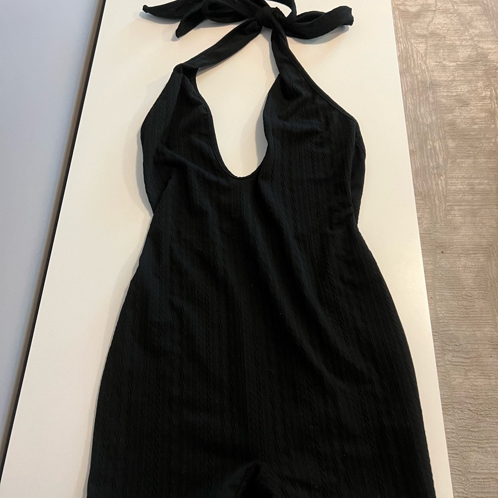 TIE BACKLESS halter Unitard romper